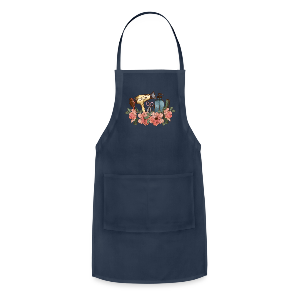 Floral Hair Stylist Adjustable Apron - navy