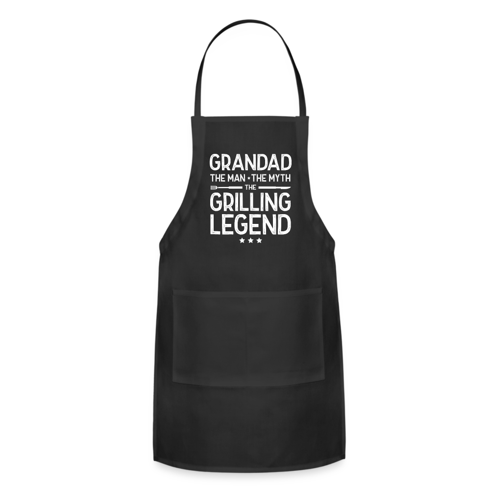 Grandad the Man the Myth the Grilling Legend Adjustable Apron - black