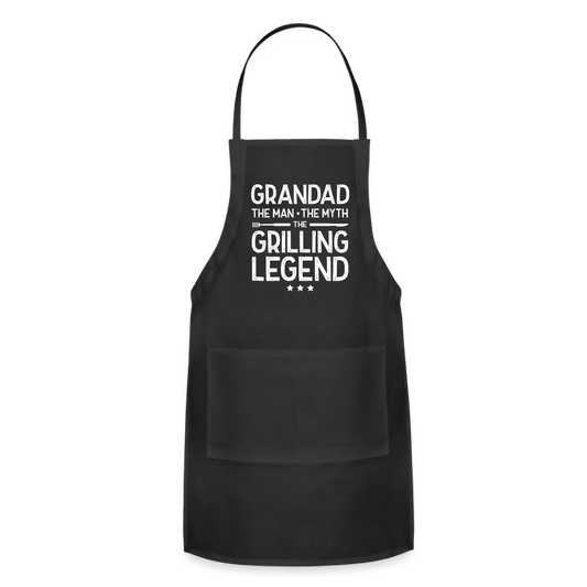 Grandad the Man the Myth the Grilling Legend Adjustable Apron - black