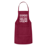 Grandad the Man the Myth the Grilling Legend Adjustable Apron - burgundy