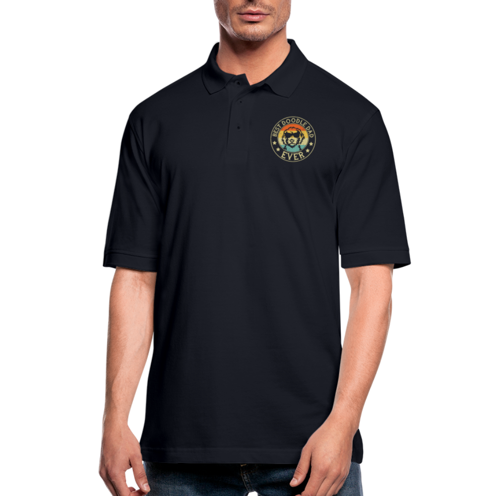Best Doodle Dad Ever Men's Pique Polo Shirt - midnight navy