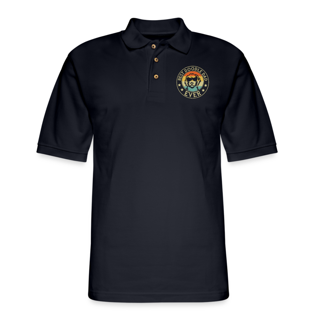 Best Doodle Dad Ever Men's Pique Polo Shirt - midnight navy