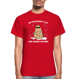 On the Naughty List and I Regret Nothing Cat Christmas Gildan Ultra Cotton Adult T-Shirt - red