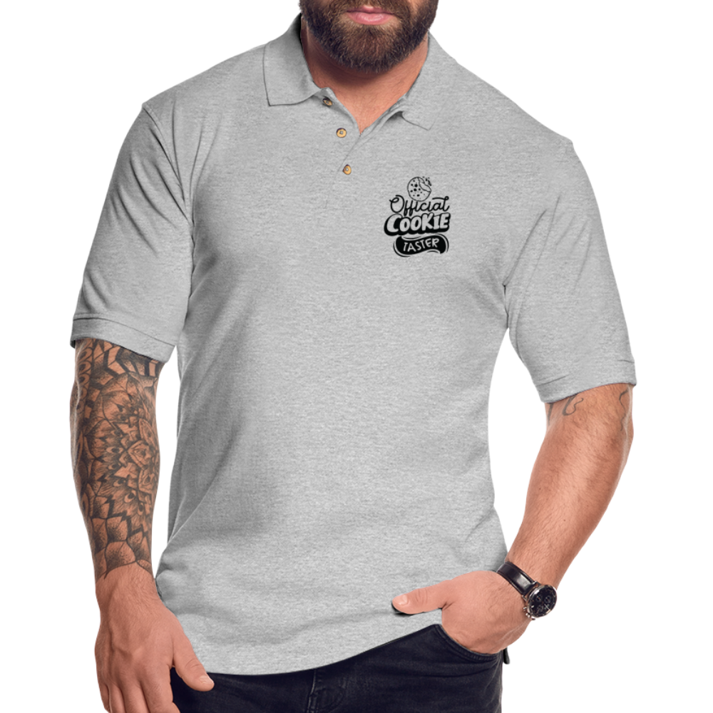 Official Cookie Taster Men's Pique Polo Shirt - heather gray