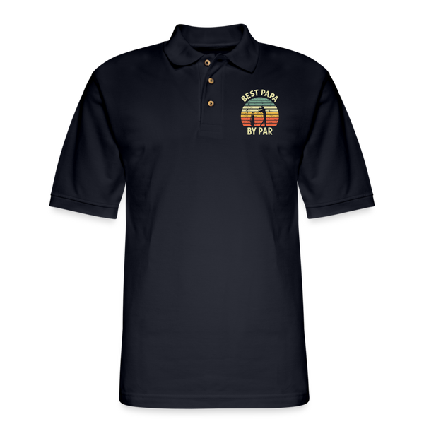 Best Papa By Par Men's Pique Polo Shirt - midnight navy