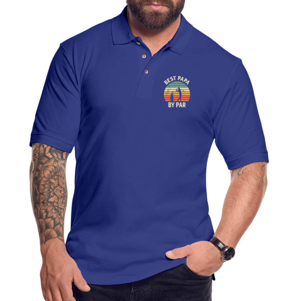 Best Papa By Par Men's Pique Polo Shirt - royal blue
