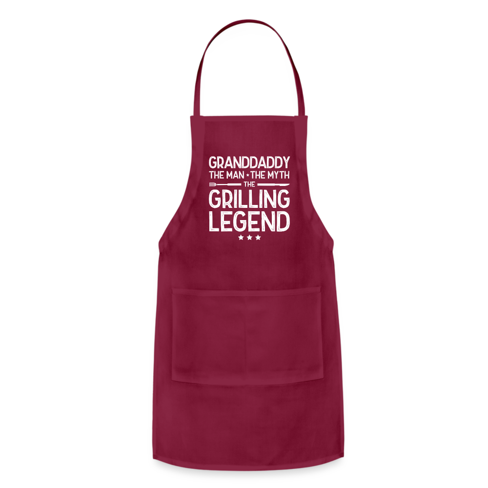 Granddaddy the Man the Myth the Grilling Legend Adjustable Apron - burgundy