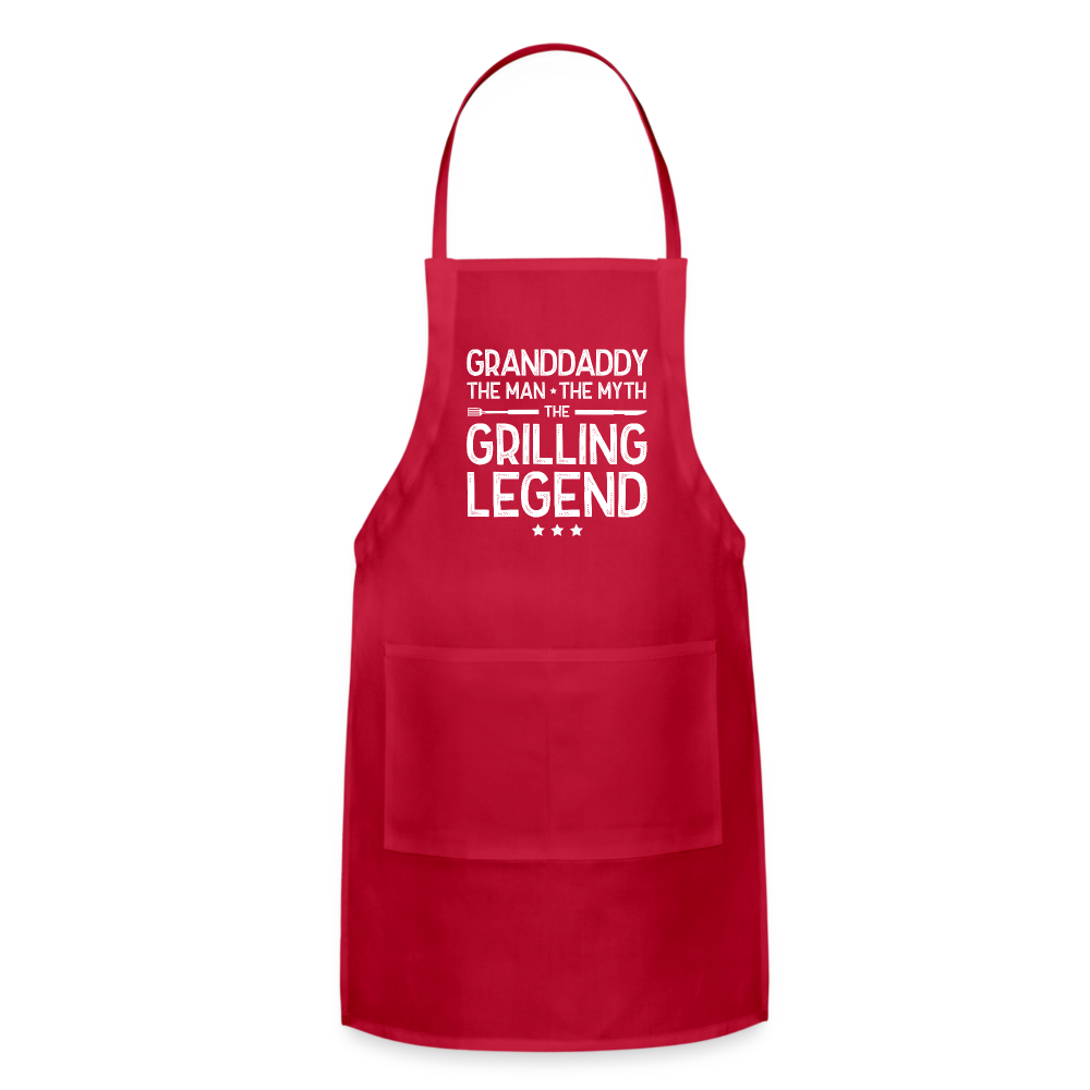 Granddaddy the Man the Myth the Grilling Legend Adjustable Apron - red