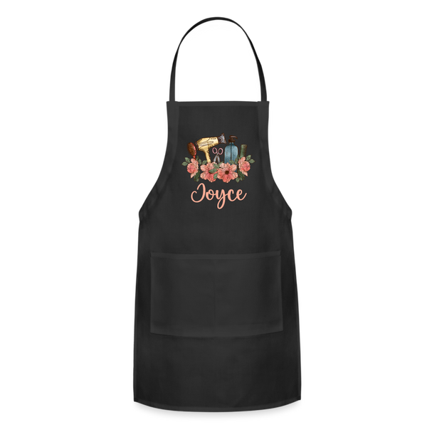 Joyce Floral Hair Stylist Adjustable Apron - black