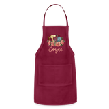 Joyce Floral Hair Stylist Adjustable Apron - burgundy