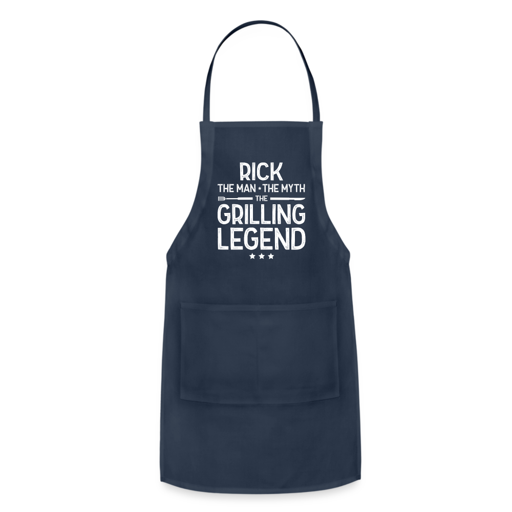 Rick the Man the Myth the Grilling Legend Adjustable Apron - navy