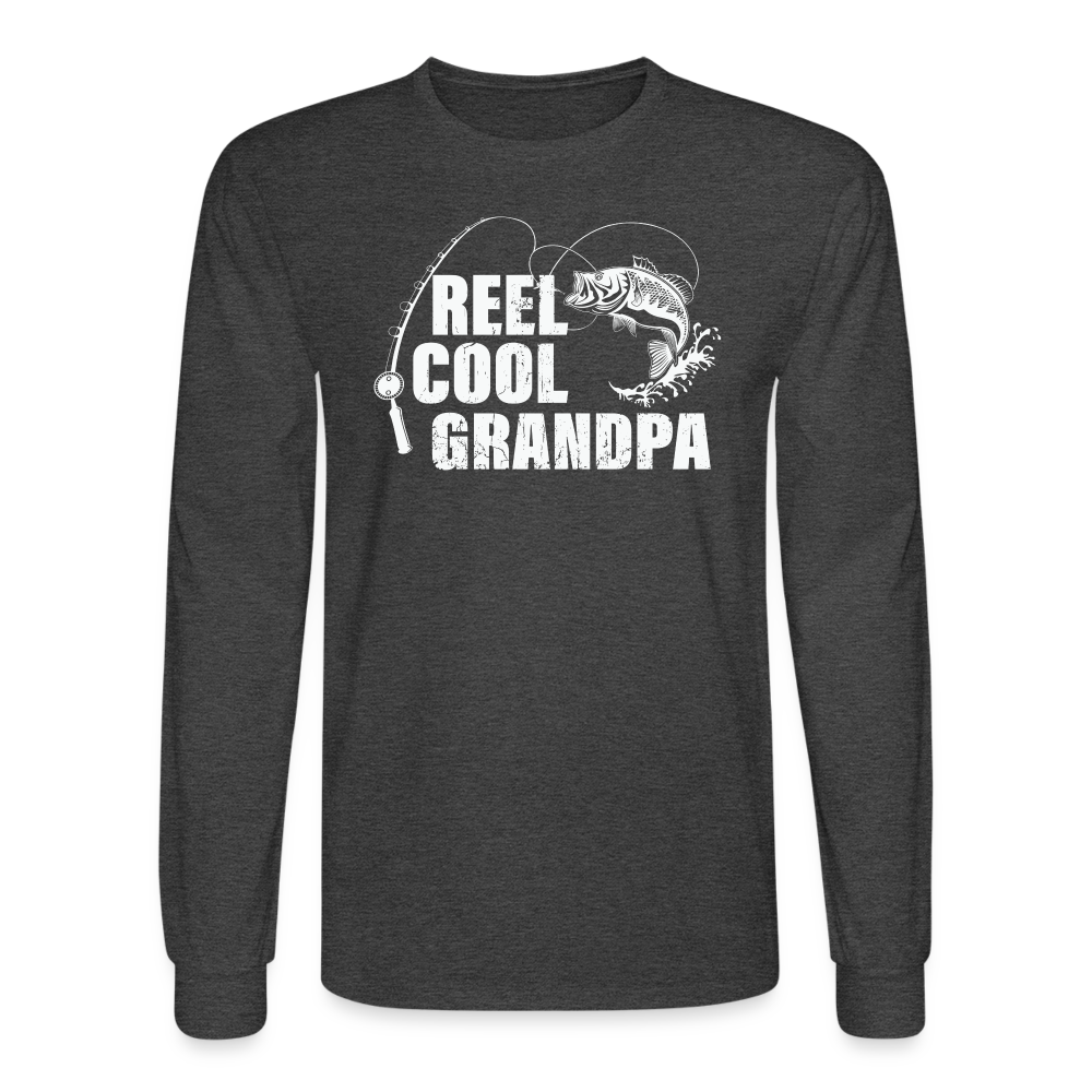 Reel Cool Grandpa Men's Long Sleeve T-Shirt - heather black