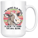 Deja Moo | Funny Cow Mug for Women | Cute 15oz Coffee Cup | Birthday Mothers Day Gift Idea for Mom Grandma