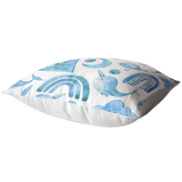 Blue Boho Dreams Pillow Cover Narwhal Bird Moon Cloud Whale Rainbow Mountain