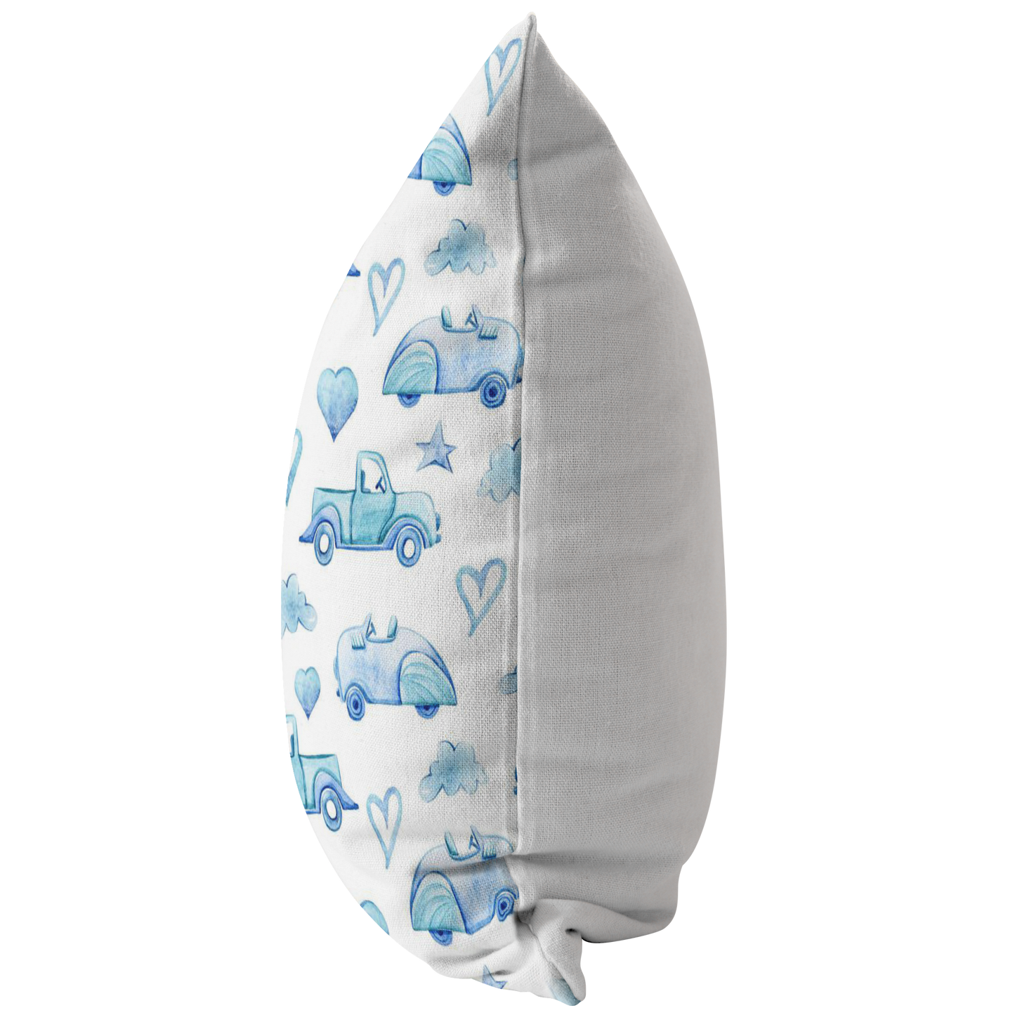 Blue and White Trucks Cars Hearts Stars & Clouds Pillow Cover for Baby Nursery Kids Teen Boy Bedroom