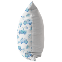 Blue and White Trucks Cars Hearts Stars & Clouds Pillow Cover for Baby Nursery Kids Teen Boy Bedroom