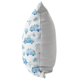 Blue and White Trucks Cars Hearts Stars & Clouds Pillow Cover for Baby Nursery Kids Teen Boy Bedroom