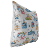 Nautical Theme Pillow or Zip Cover | Cute Whale Crab Starfish Octopus Turtle Blue Pink White Yellow Green for Nursery Bedroom