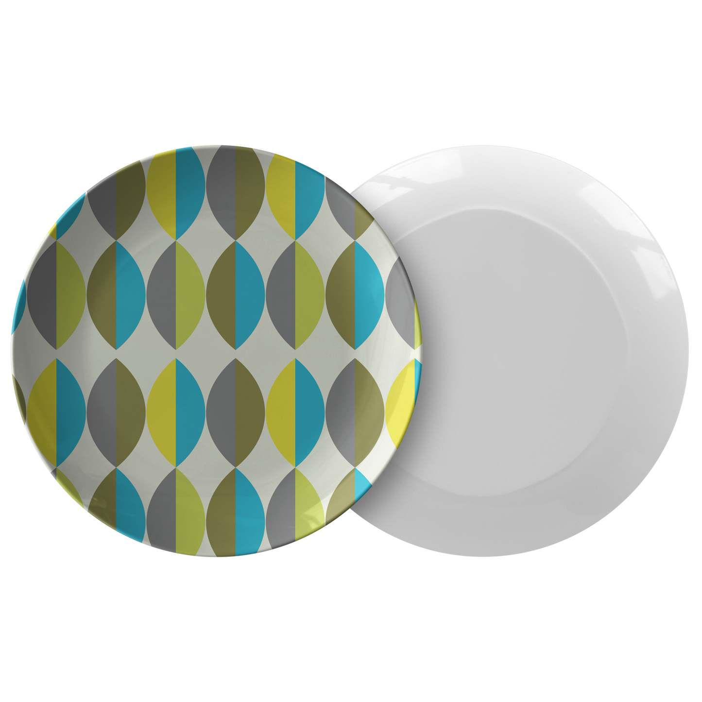 Mid Century Modern Plates | Green Yellow Gray & Blue | Retro Inspired Home and Kitchen Decor