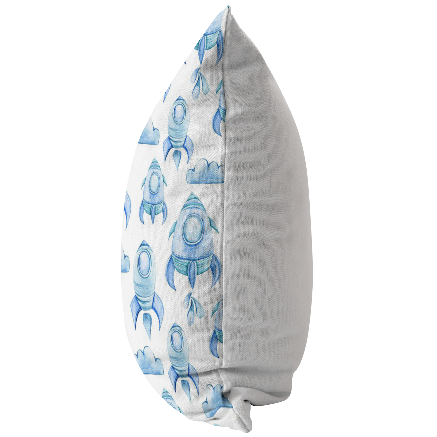 Blue Rocket Ship Pillow Cover | Baby Nursery or Kids Boys Room Decor