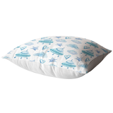 Blue and White UFO Hearts Stars & Clouds Pillow Cover for Baby Nursery Kids Teen Boy |