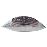 Siamese Cat Throw Pillow with Blue Hearts | Gift for Cat Lover Mothers Day Idea for Cat Mom Grandma | Siamese Cat Decor