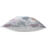 Nautical Pillow Cover | Pink and Blue Whales and Bears in Heart Air Balloon for Nursery or Kids