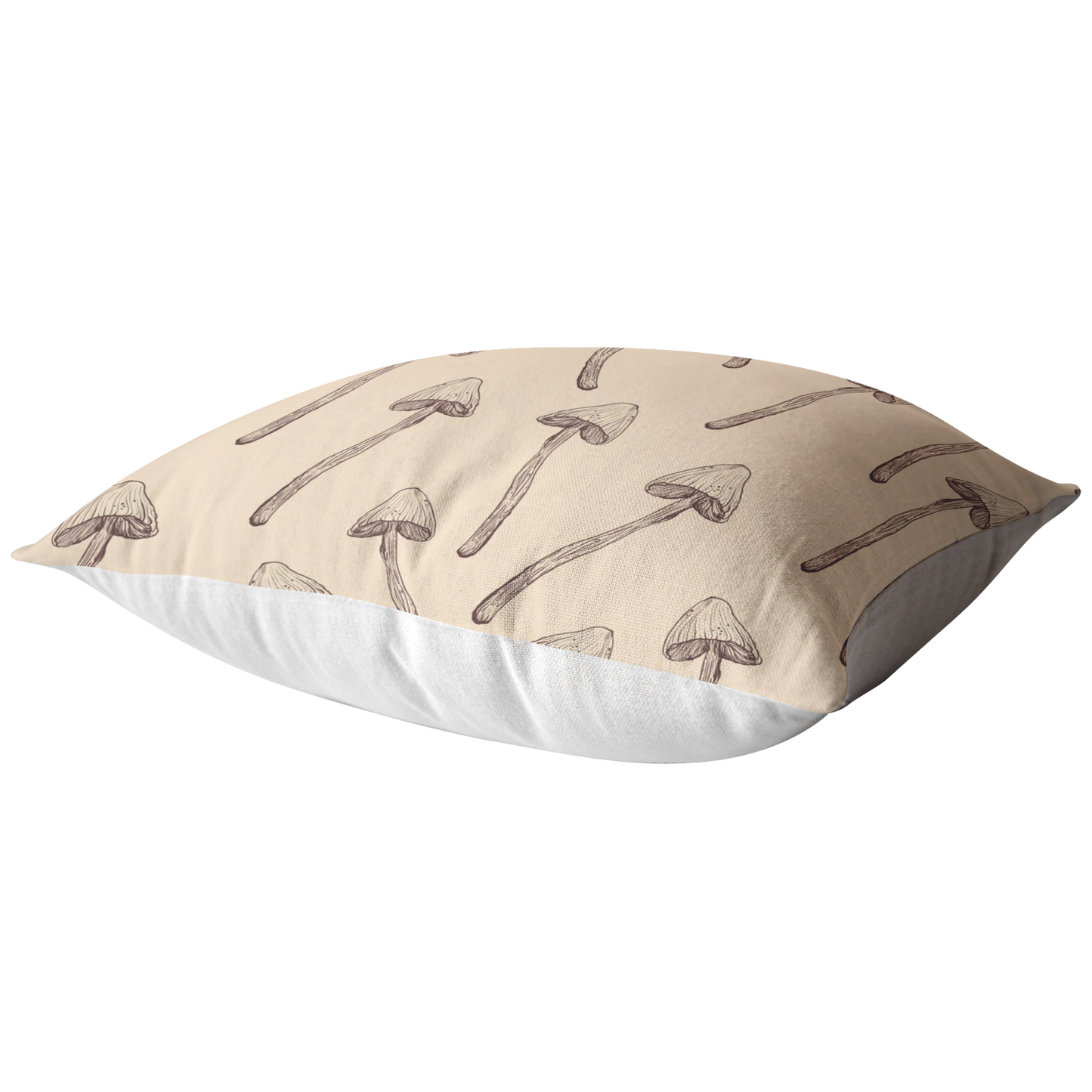 Magic Mushroom Pillow Cover | Psilocybin Mushroom Home Decor | Beige Brown Neutral Earth Tones