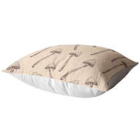 Magic Mushroom Pillow Cover | Psilocybin Mushroom Home Decor | Beige Brown Neutral Earth Tones