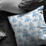Blue Rocket Ship Pillow Cover | Baby Nursery or Kids Boys Room Decor