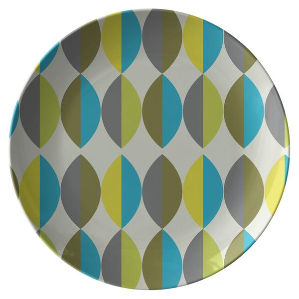 Mid Century Modern Plates | Green Yellow Gray & Blue | Retro Inspired Home and Kitchen Decor