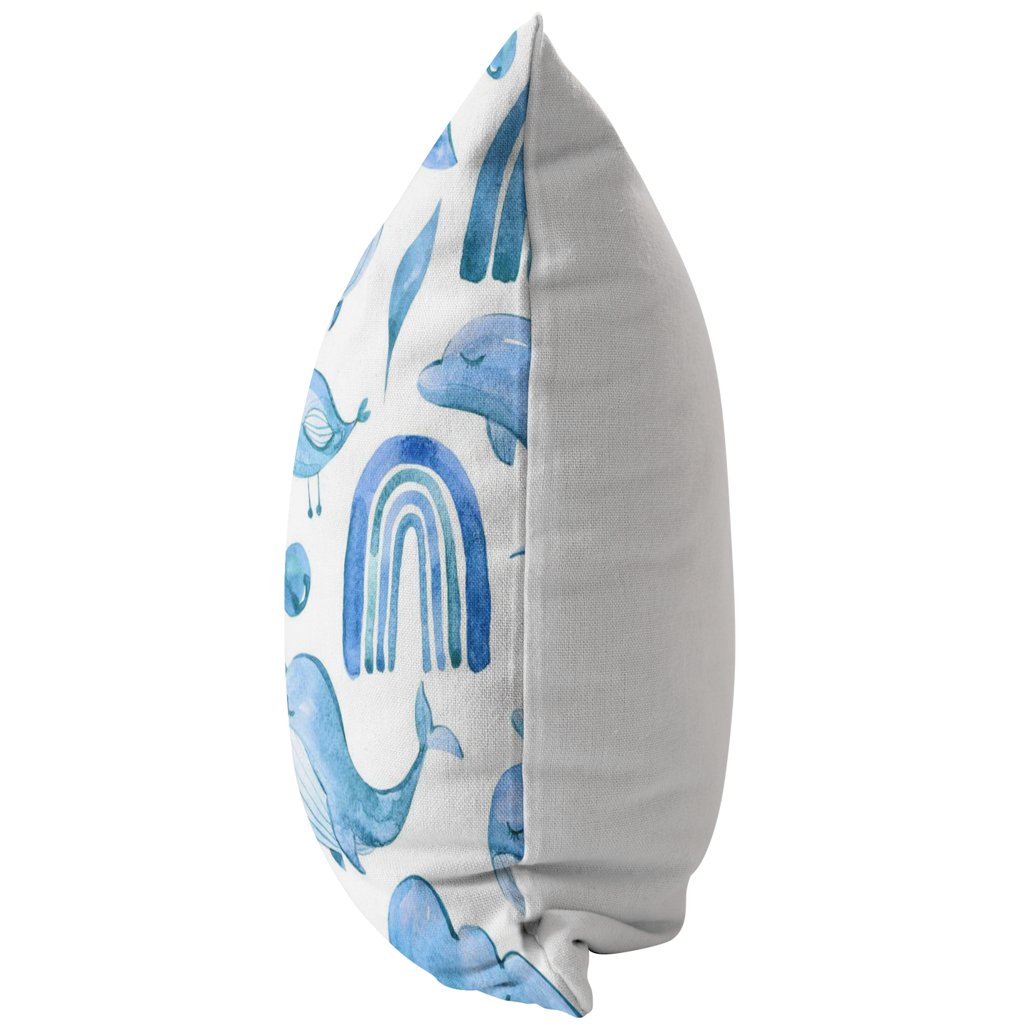 Blue Boho Dreams Pillow Cover Narwhal Bird Moon Cloud Whale Rainbow Mountain