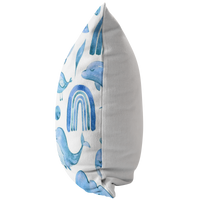 Blue Boho Dreams Pillow Cover Narwhal Bird Moon Cloud Whale Rainbow Mountain