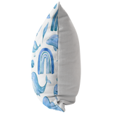 Blue Boho Dreams Pillow Cover Narwhal Bird Moon Cloud Whale Rainbow Mountain