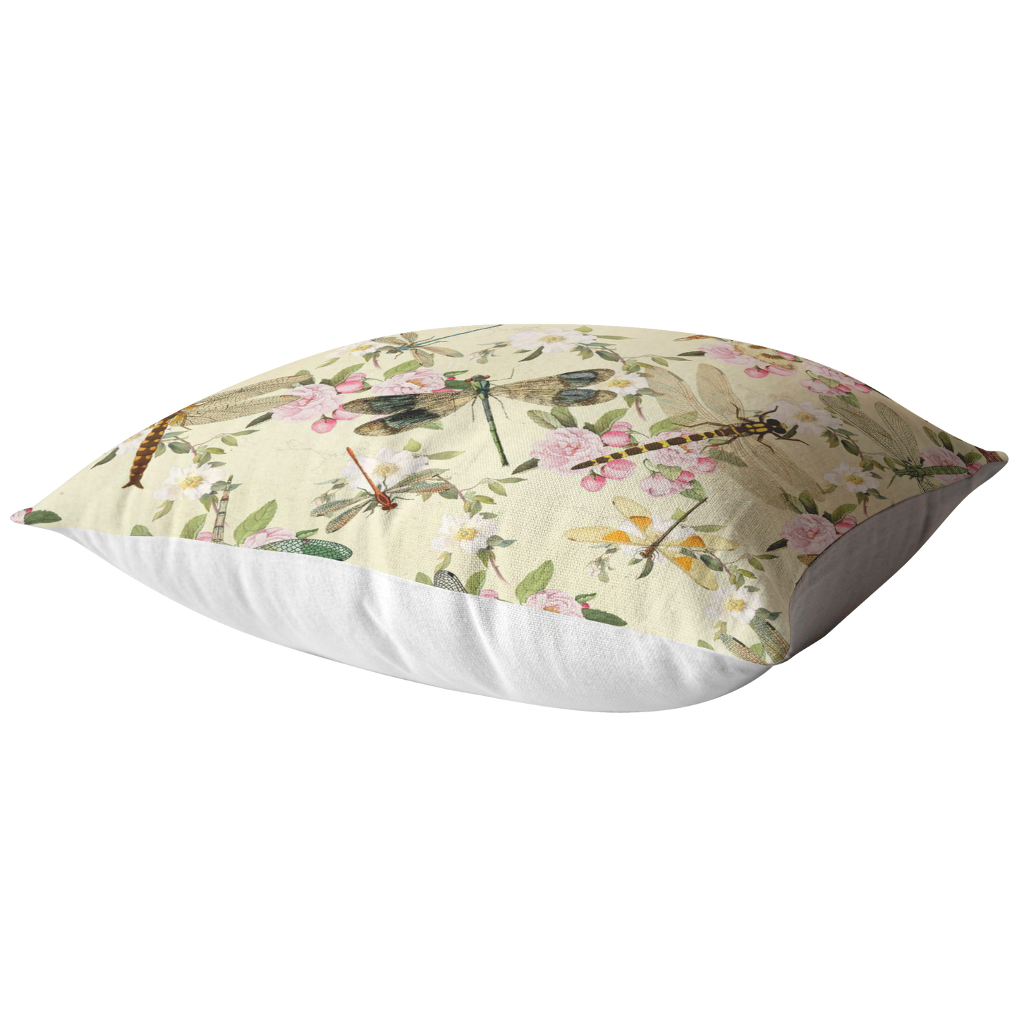 Dragonflies and Flowers Pink Blue Green Pillow or Pillow Cover | Spring Home Decor | Easter Decorations
