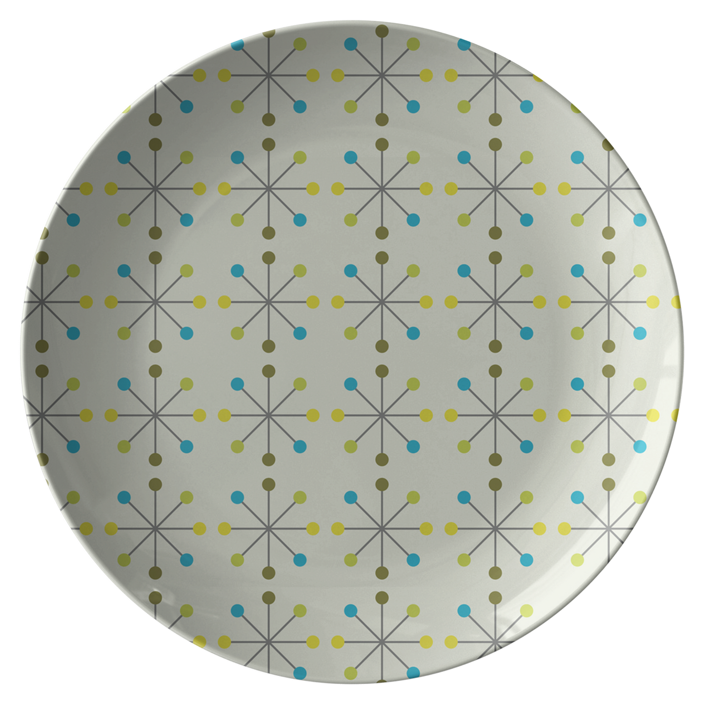 Mid Century Modern Plates | Green Yellow Teal Blue Home Kitchen Decor