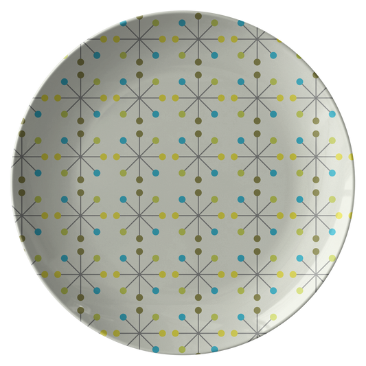 Mid Century Modern Plates | Green Yellow Teal Blue Home Kitchen Decor